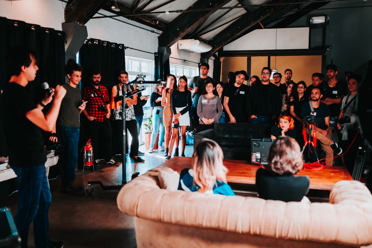Vibrant business seminar with engaged audience